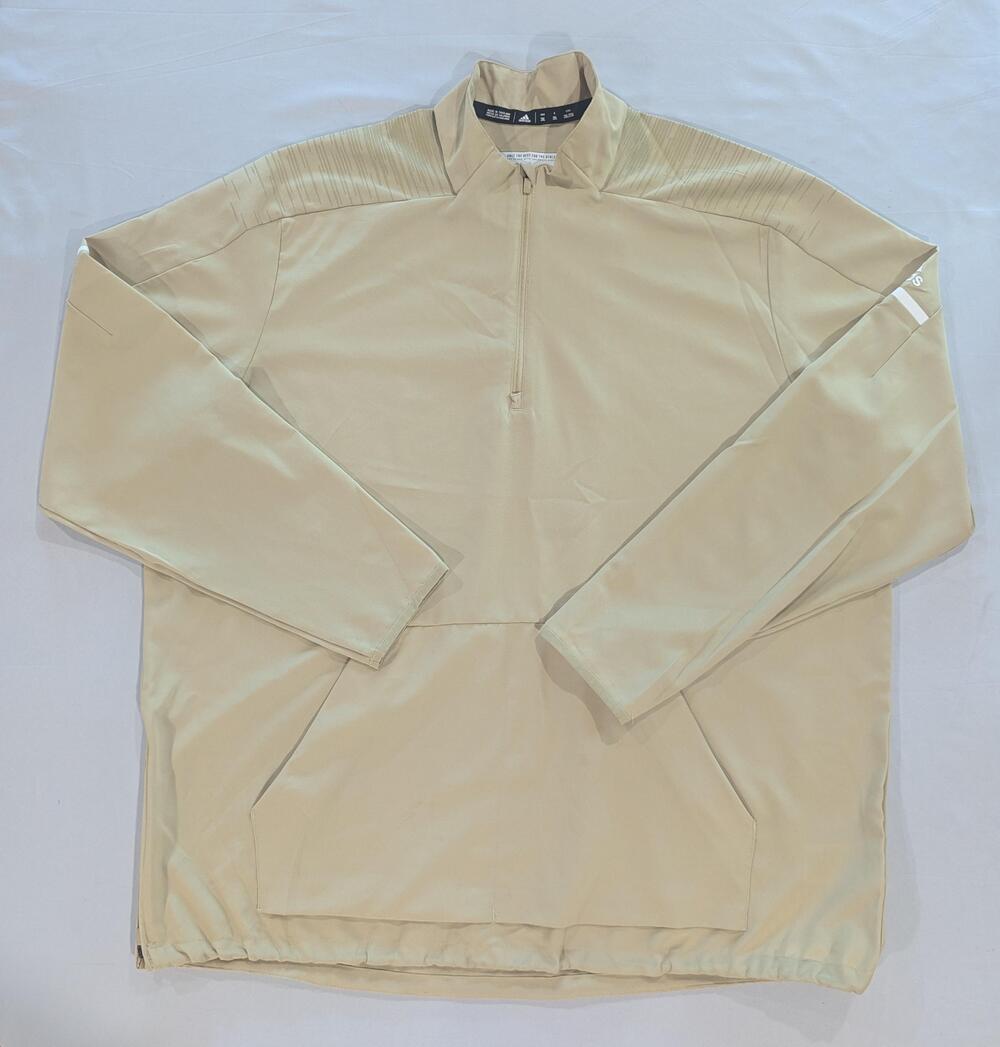 Adidas Jacket Mens 2XL Beige 1/4 Zip Windbreaker Pullover Long Sleeve Athletic